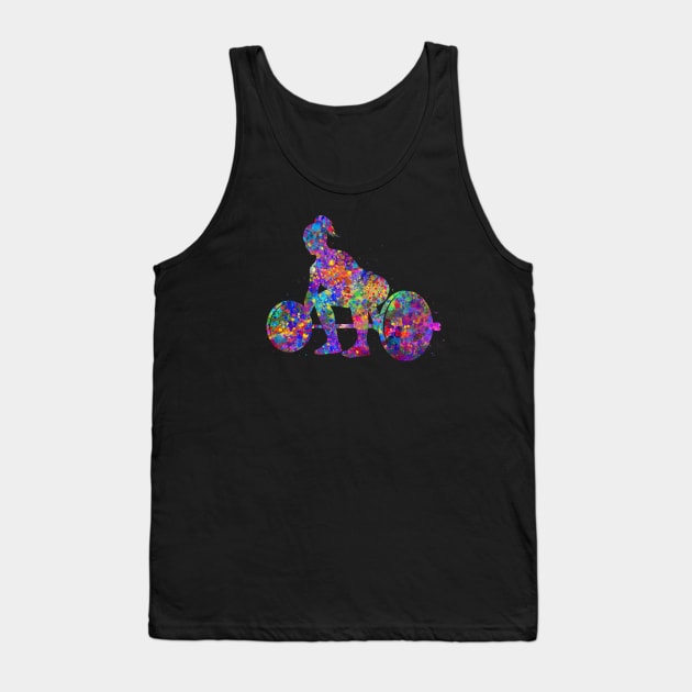 Weightlifter woman watercolor art Tank Top by Yahya Art